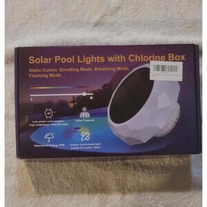 ☀️ Solar Pool Light with Chlorine box And Remote. 4 Color Modes. 🌈 NIB